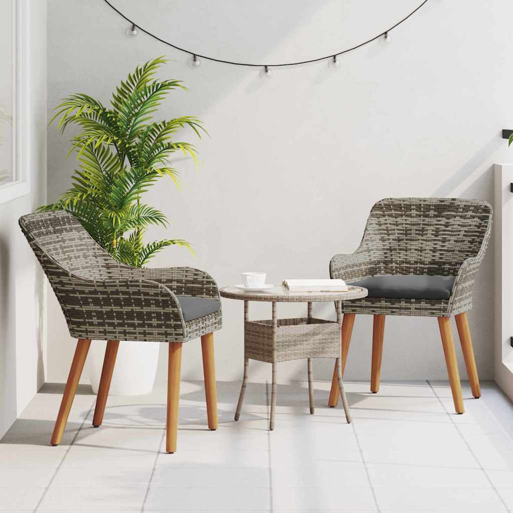 Sedia da Giardino 2 pcs Grigio 62,5 x 55 x 82 cm polyrattan
