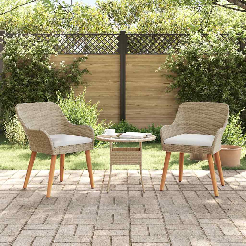 Sedia da Giardino 2 pcs Beige 62,5 x 55 x 82 cm polyrattan