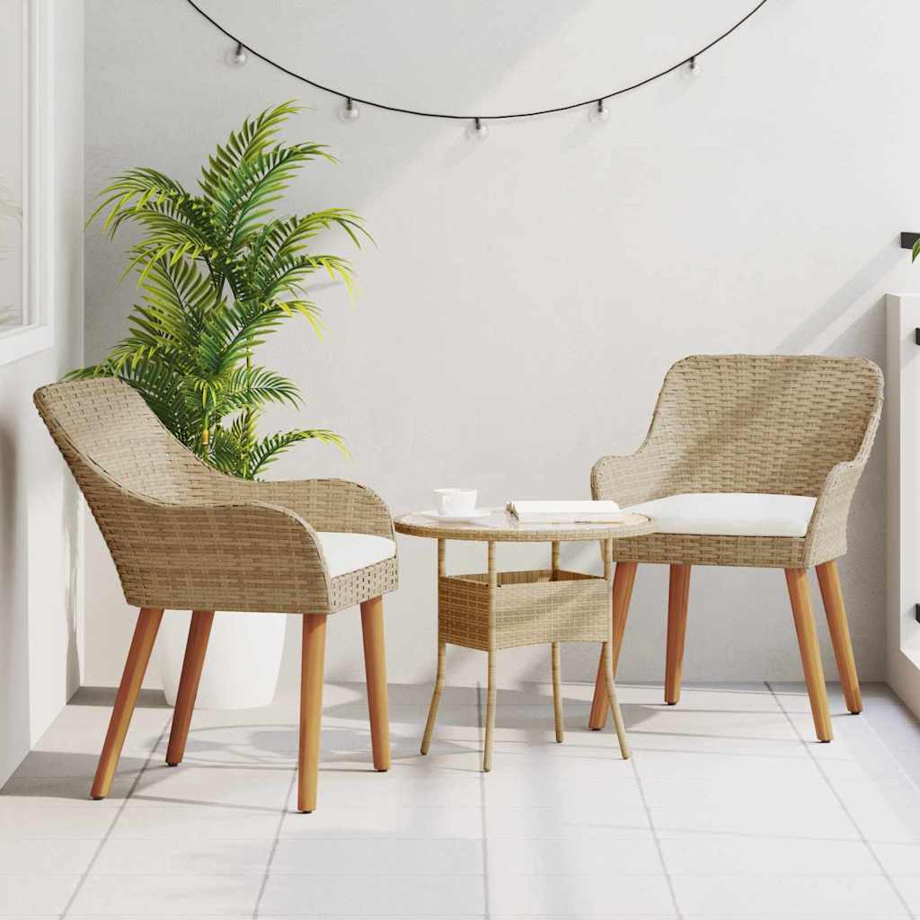 Sedia da Giardino 2 pcs Beige 62,5 x 55 x 82 cm polyrattan