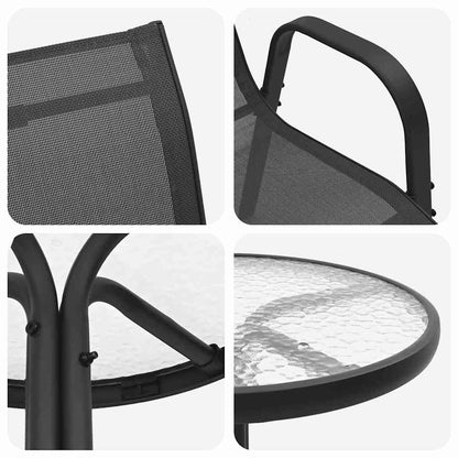 Set Bistro da Giardino 3 pcs Nero Acciaio - homemem39