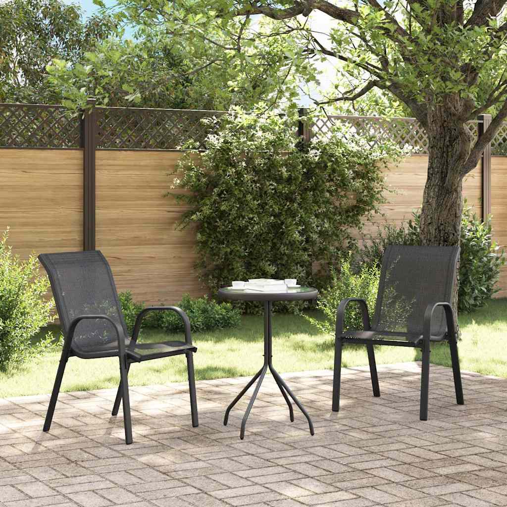 Set Bistro da Giardino 3 pcs Nero Acciaio - homemem39
