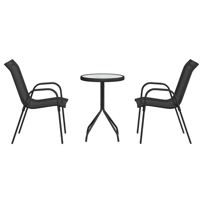 Set Bistro da Giardino 3 pcs Nero Acciaio - homemem39