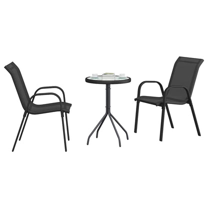 Set Bistro da Giardino 3 pcs Nero Acciaio - homemem39