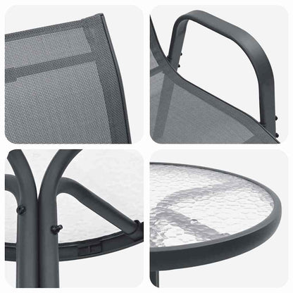 Set Bistro da Giardino 3 pcs Grigio Acciaio - homemem39