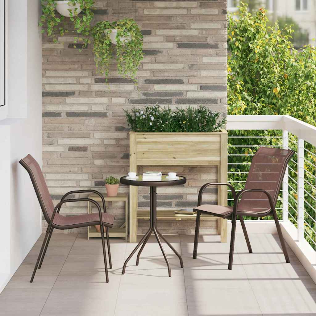 Set Bistro da Giardino 3 pcs Marrone Acciaio - homemem39
