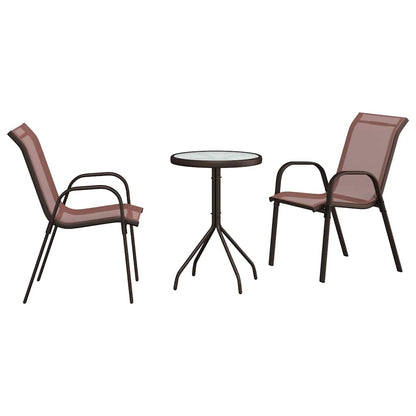 Set Bistro da Giardino 3 pcs Marrone Acciaio - homemem39