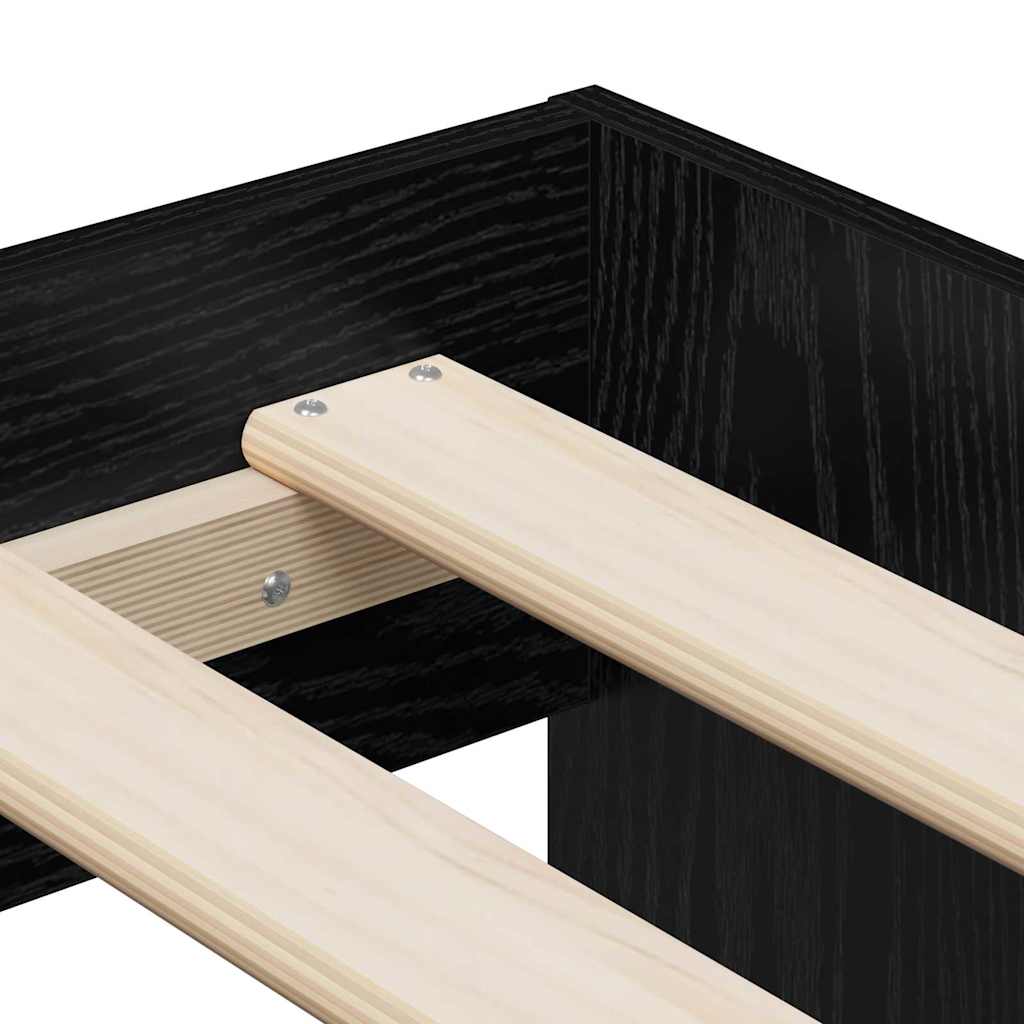 Struttura del letto Rovere Nero 90 x 200 cm Legno multistrato | homemem39
