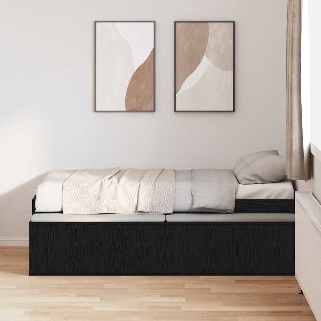 Struttura del letto Rovere Nero 90 x 200 cm Legno multistrato