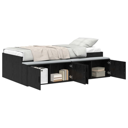 Struttura del letto Rovere Nero 90 x 200 cm Legno multistrato