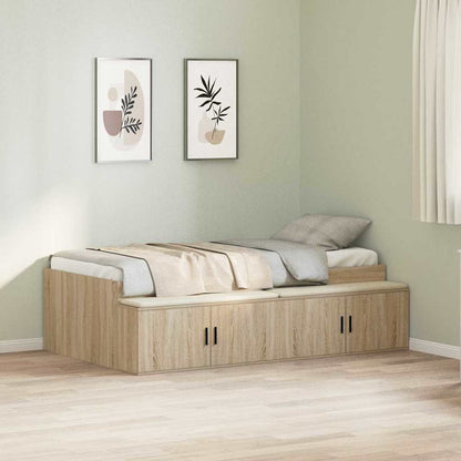 Struttura del letto Rovere Sonoma 90 x 200 cm Legno multistrato | homemem39