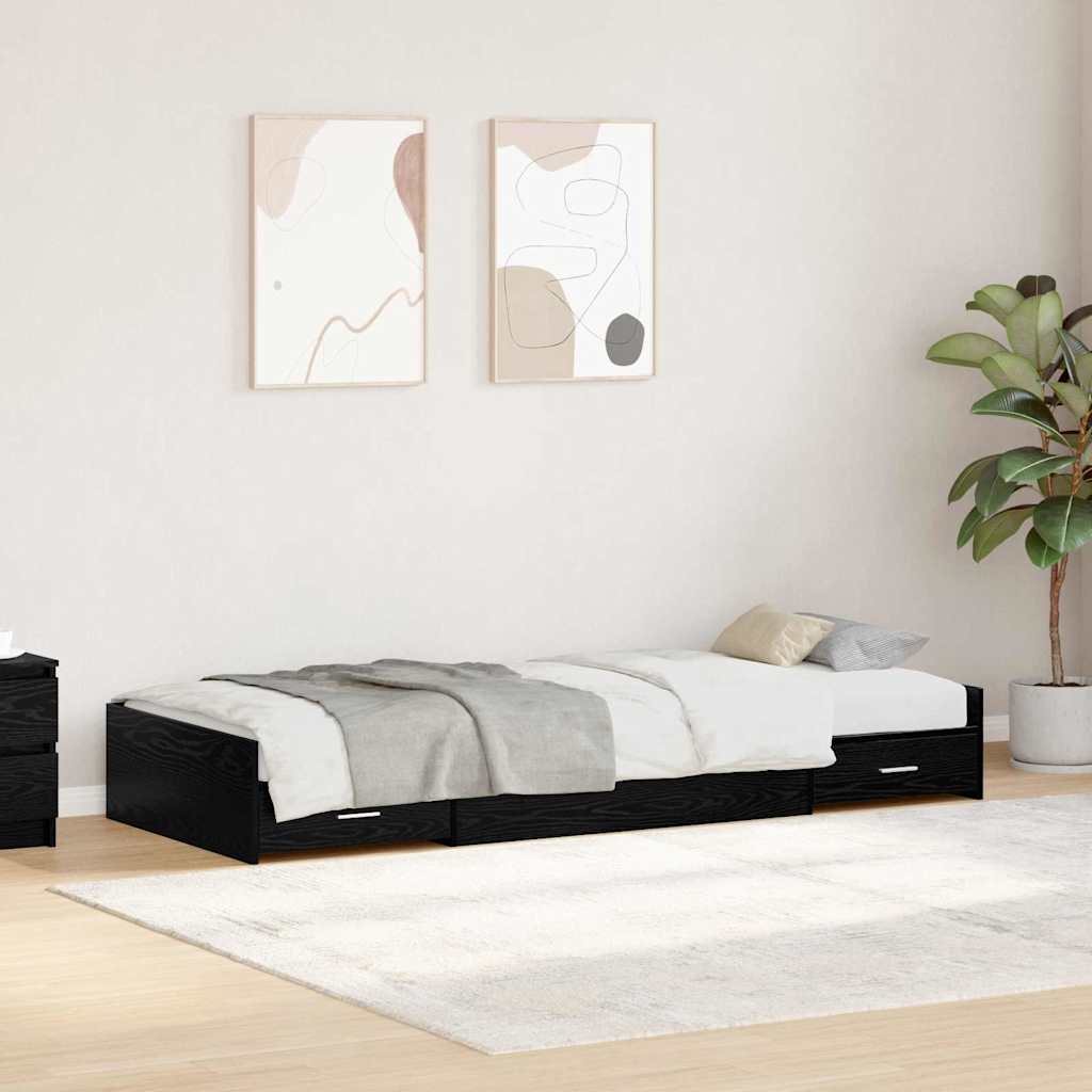 Struttura del letto Rovere Nero 98.5 x 200 cm Legno multistrato | homemem39