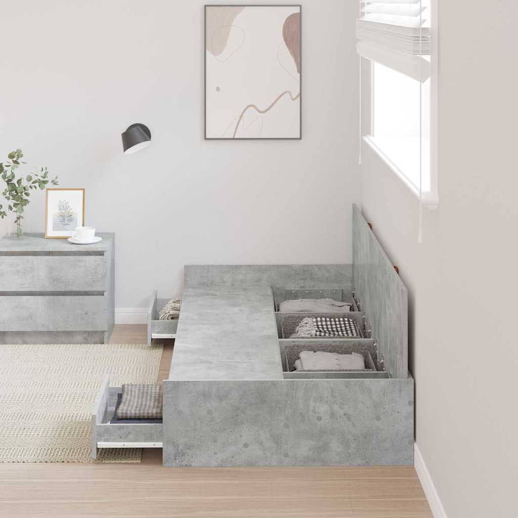 Struttura del letto con testiera Grigio cemento 98.5 x 200 cm