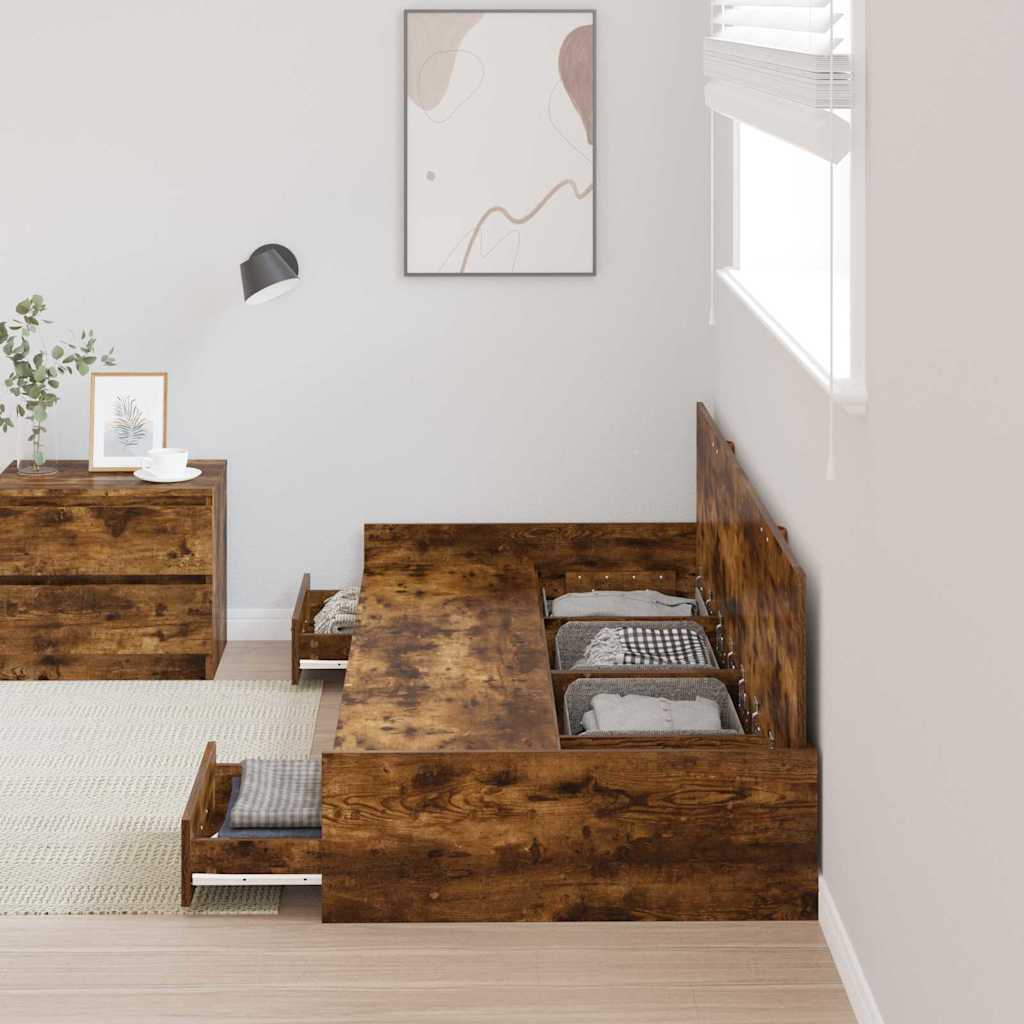 Struttura del letto Rovere fumé 100 x 200 cm Legno multistrato