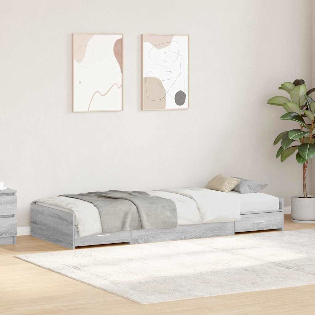 Struttura del letto con testiera Grigio Sonoma 98.5 x 200 cm
