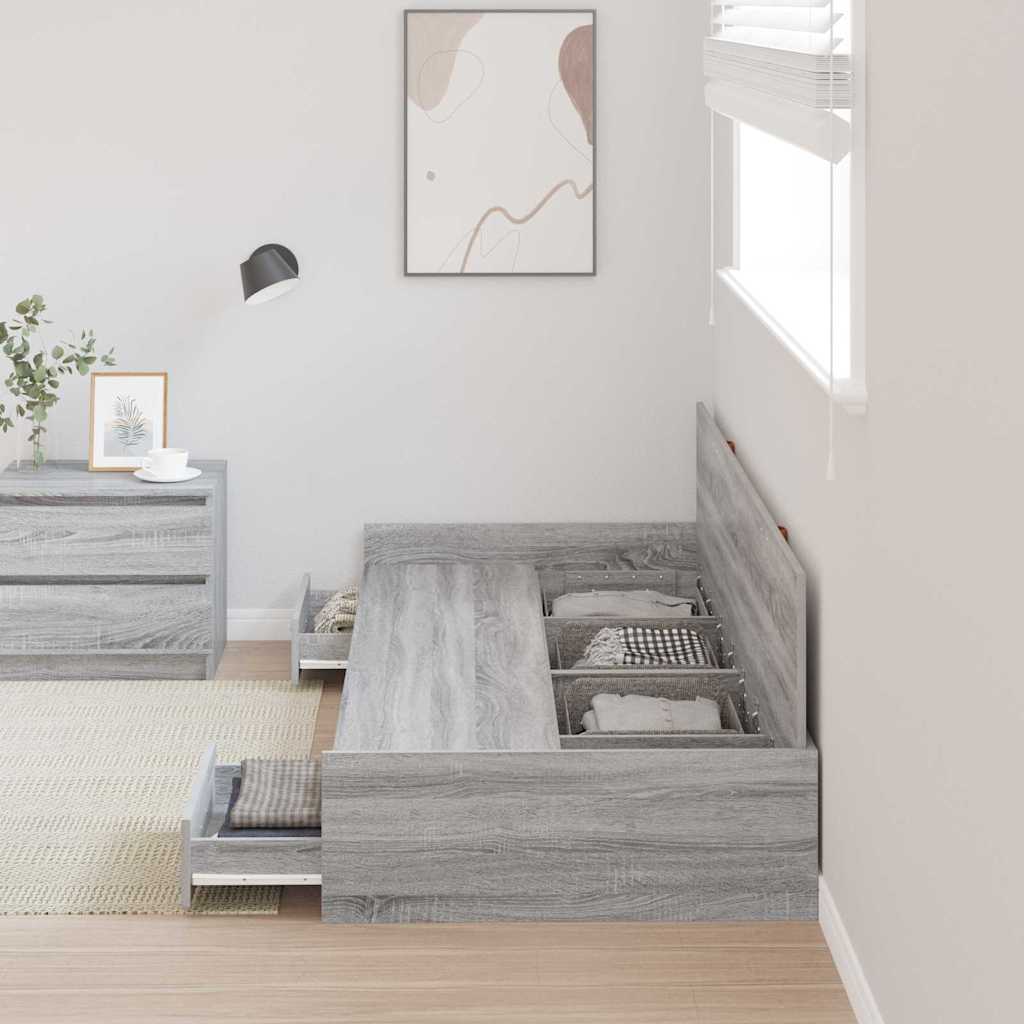 Struttura del letto con testiera Grigio Sonoma 98.5 x 200 cm