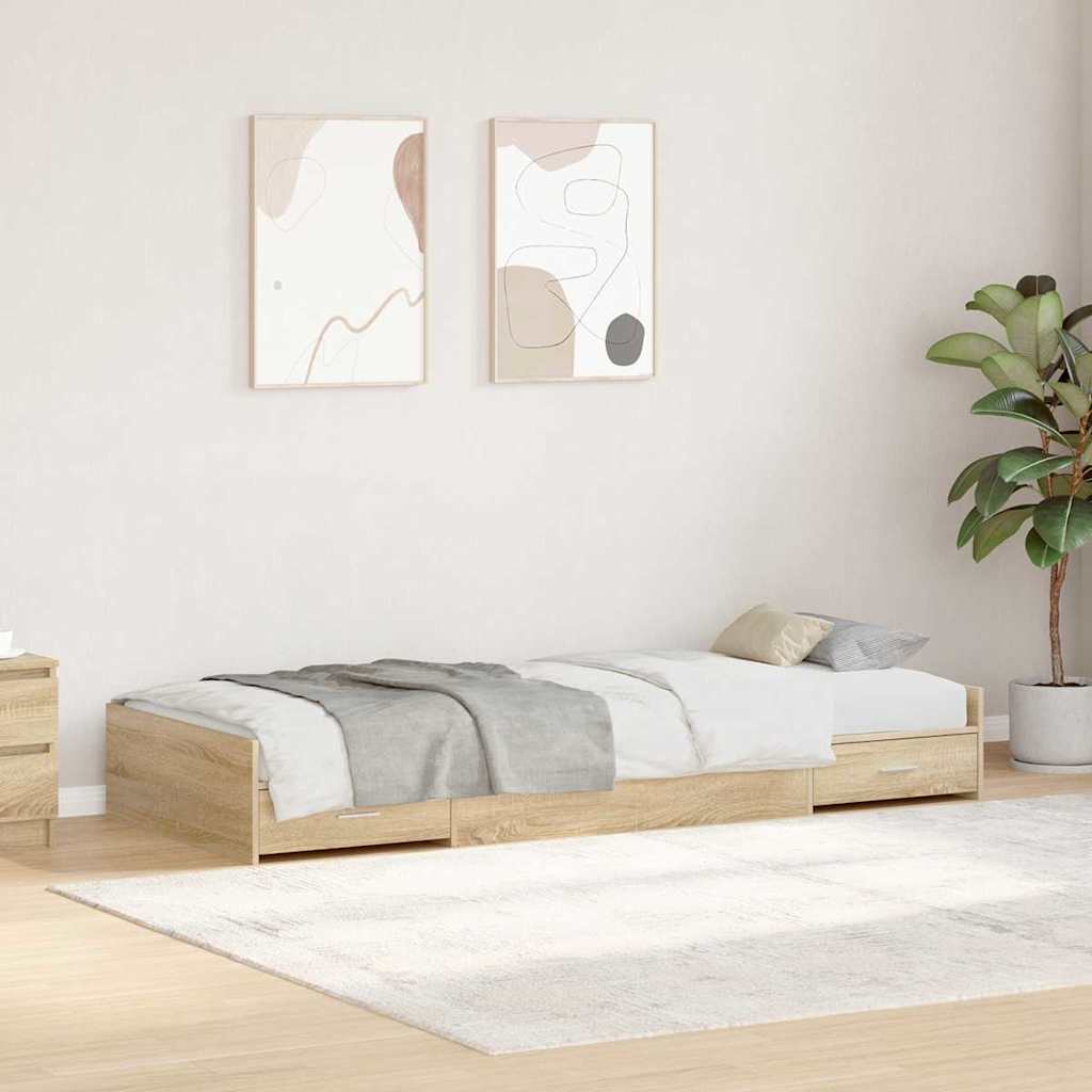 Struttura del letto Rovere Sonoma 90 x 200 cm Legno multistrato | homemem39
