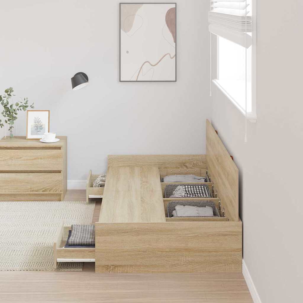 Struttura del letto Rovere Sonoma 90 x 200 cm Legno multistrato | homemem39
