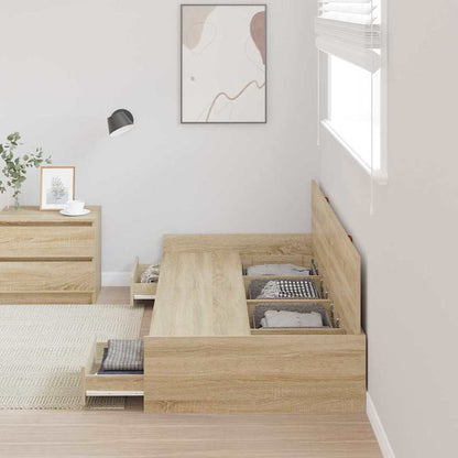 Struttura del letto Rovere Sonoma 90 x 200 cm Legno multistrato | homemem39