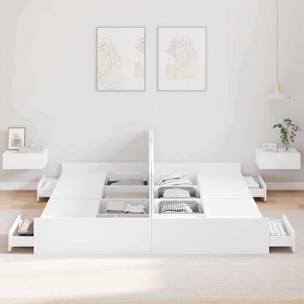 Struttura letto con contenitore Bianco 200 x 200 cm