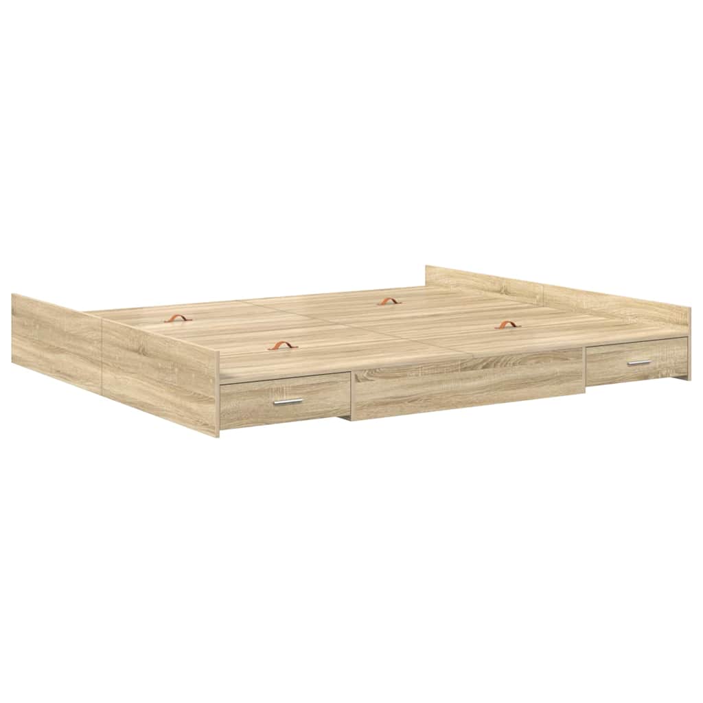 Struttura letto con contenitore Rovere Sonoma 200 x 200 cm | homemem39