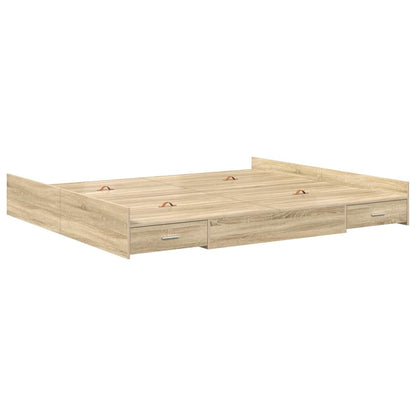 Struttura letto con contenitore Rovere Sonoma 200 x 200 cm | homemem39