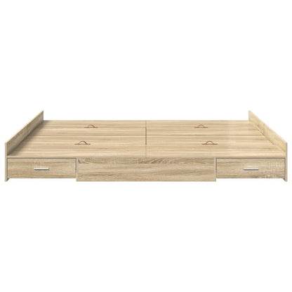 Struttura letto con contenitore Rovere Sonoma 200 x 200 cm | homemem39