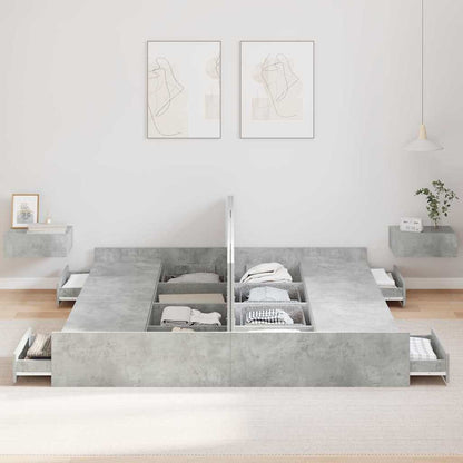 Struttura letto con contenitore Grigio cemento 200 x 200 cm | homemem39