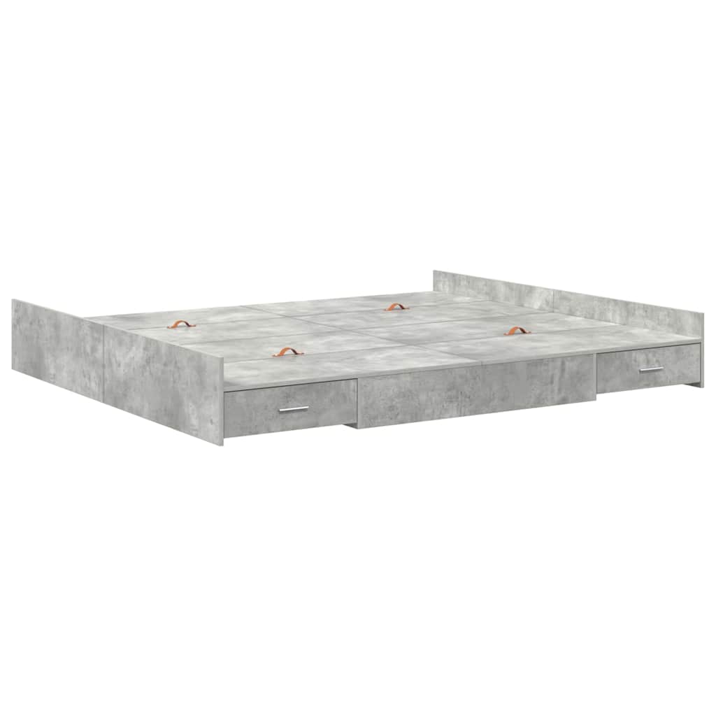 Struttura letto con contenitore Grigio cemento 200 x 200 cm | homemem39