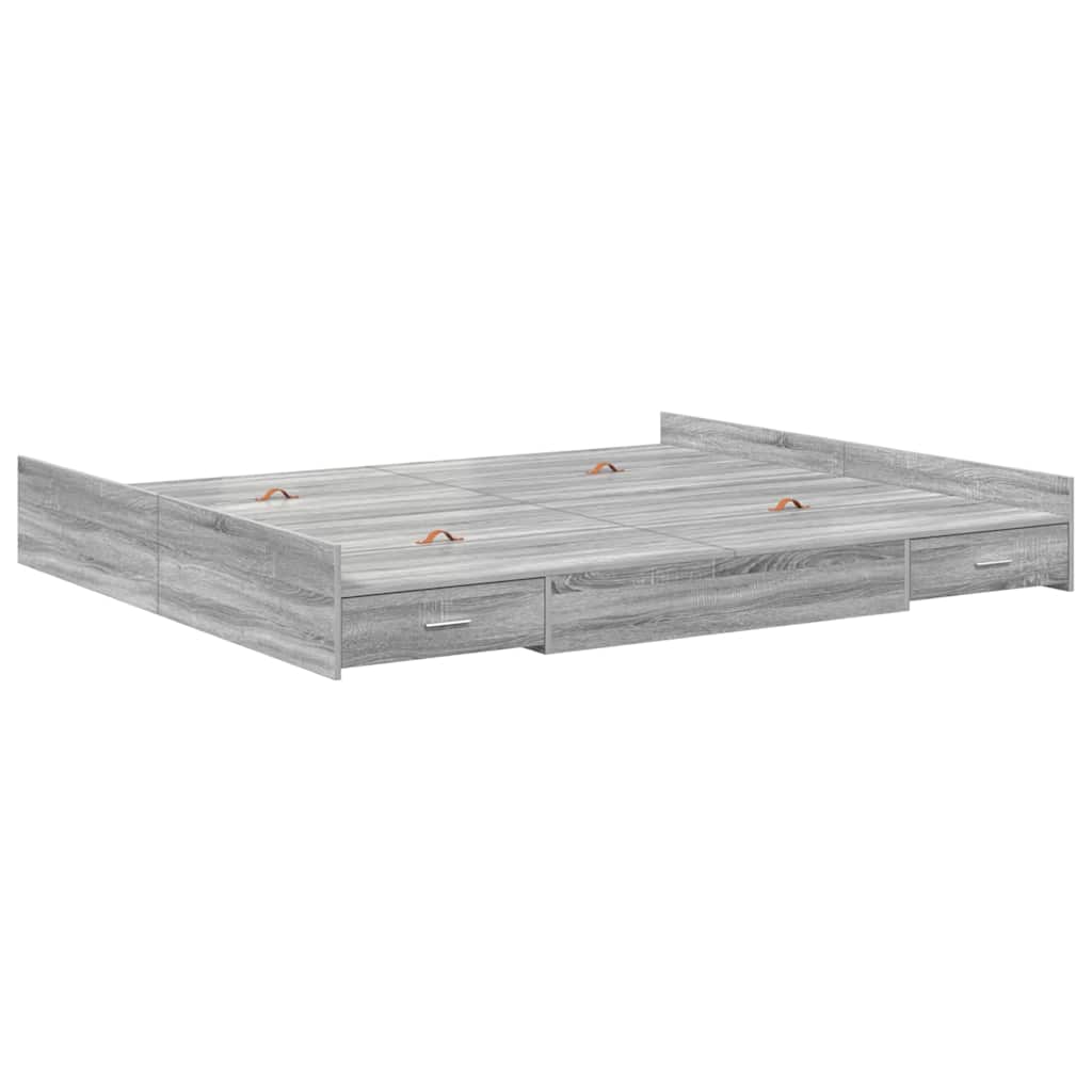 Struttura letto con contenitore Grigio Sonoma 200 x 200 cm