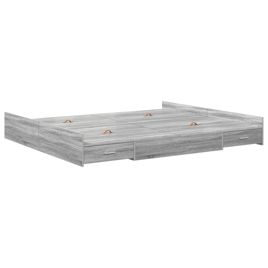 Struttura letto con contenitore Grigio Sonoma 200 x 200 cm | homemem39