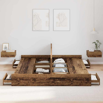 Struttura letto con contenitore Legno vecchio 200 x 200 cm