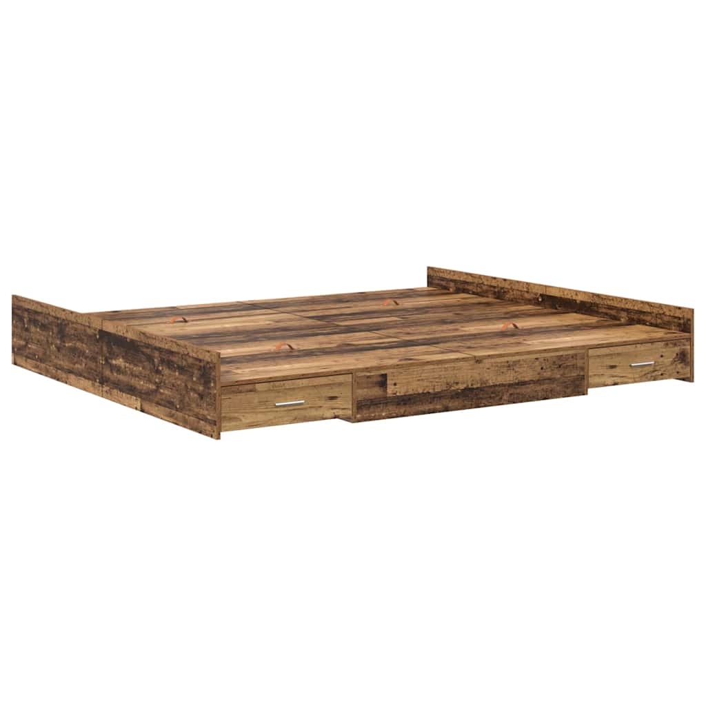 Struttura letto con contenitore Legno vecchio 200 x 200 cm