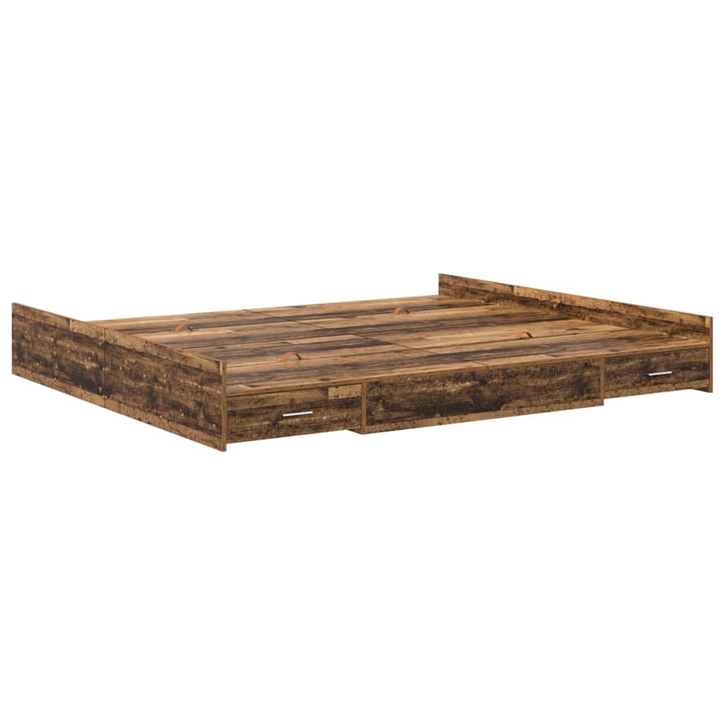 Struttura letto con contenitore Legno vecchio 200 x 200 cm