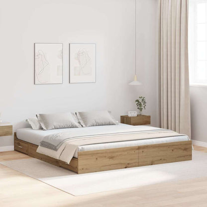 Struttura letto con contenitore Rovere artigianale 200 x 200 cm | homemem39