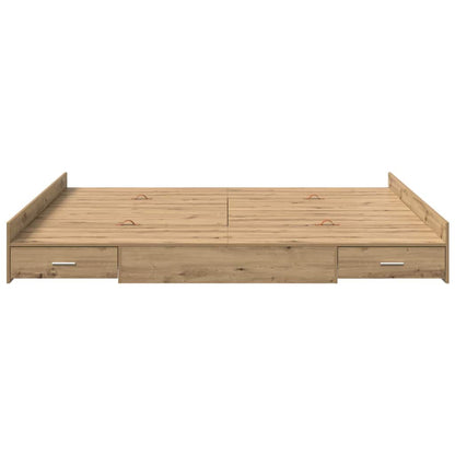 Struttura letto con contenitore Rovere artigianale 200 x 200 cm | homemem39