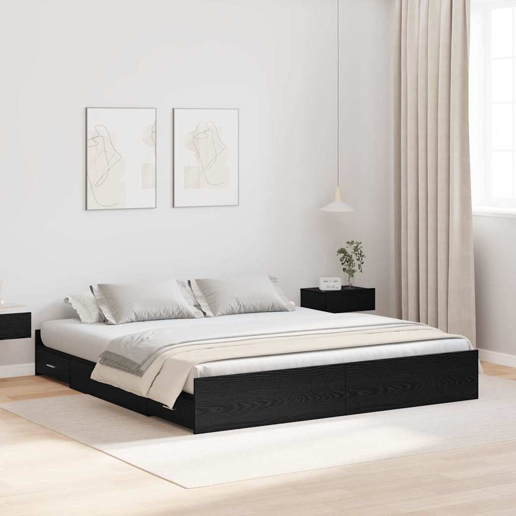 Struttura letto con contenitore Rovere Nero 180 x 200 cm | homemem39