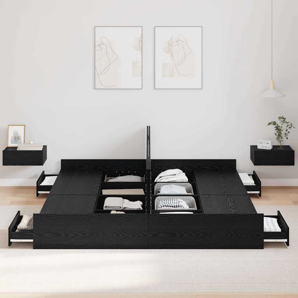 Struttura letto con contenitore Rovere Nero 180 x 200 cm | homemem39