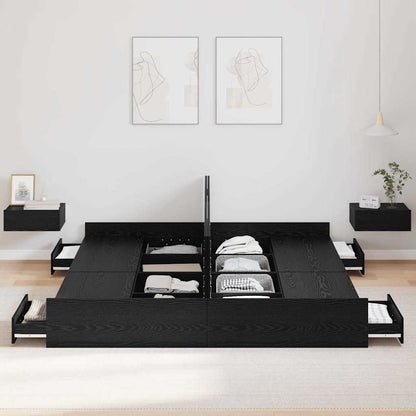 Struttura letto con contenitore Rovere Nero 180 x 200 cm | homemem39