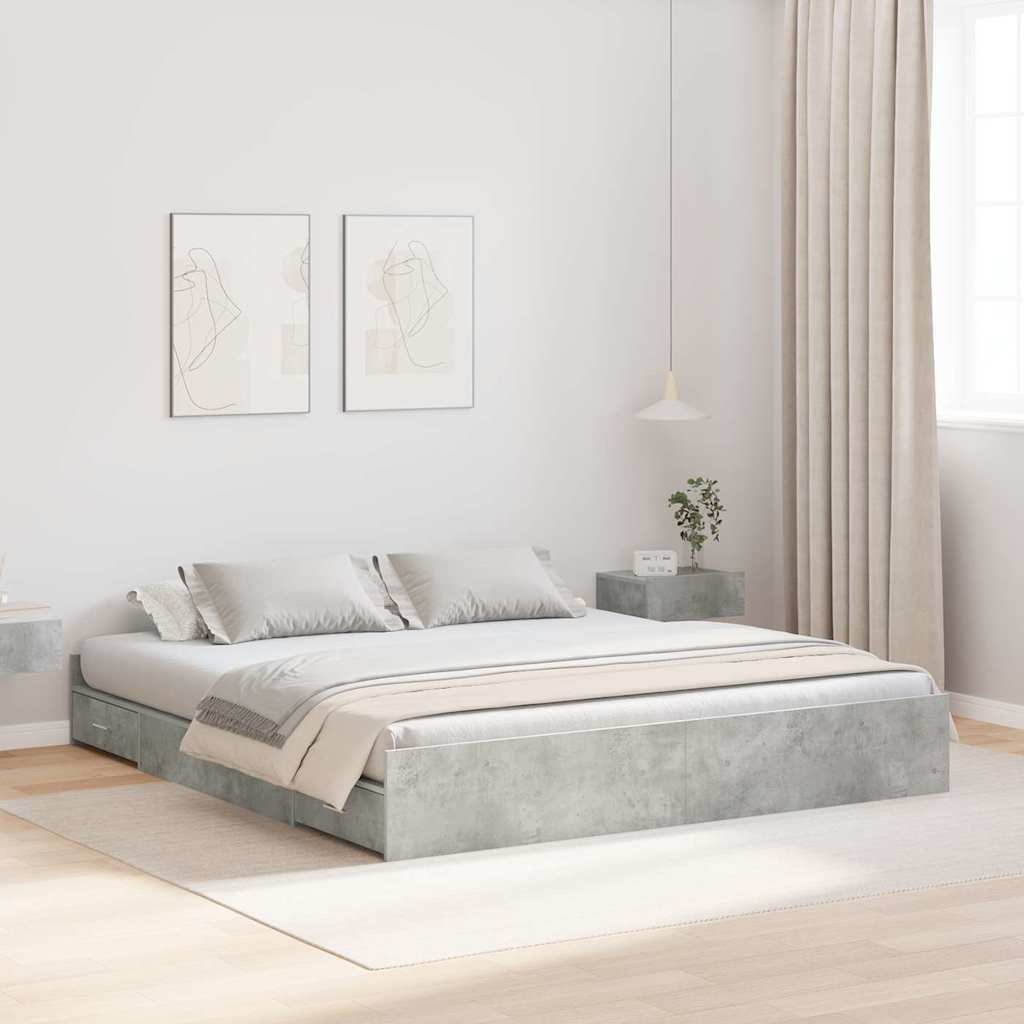 Struttura letto con contenitore Grigio cemento 180 x 200 cm