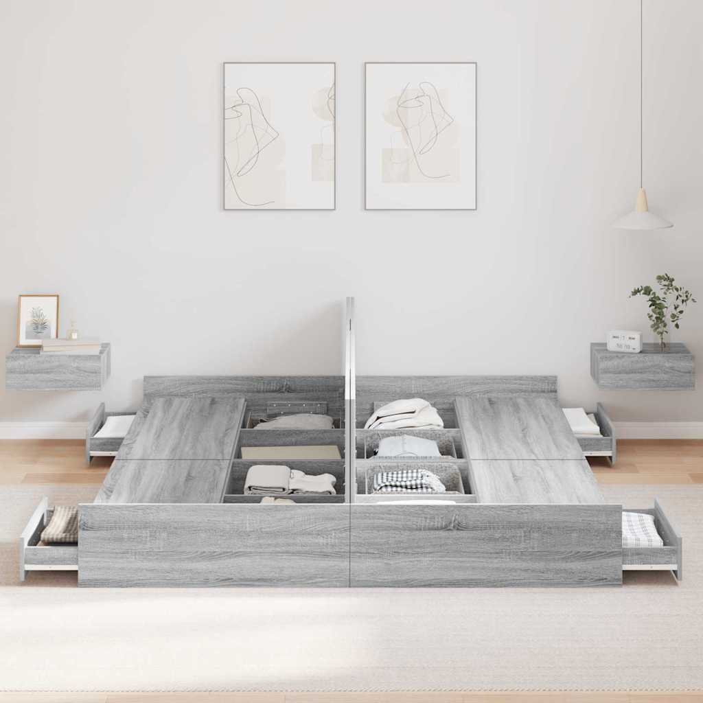 Struttura letto con contenitore Grigio Sonoma 180 x 200 cm | homemem39