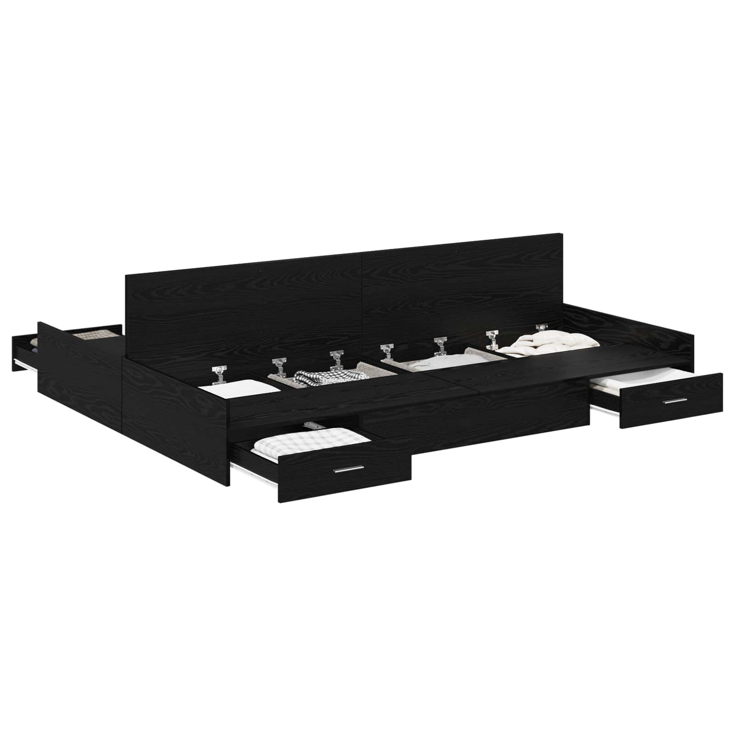 Struttura letto con contenitore Rovere Nero 140 x 200 cm