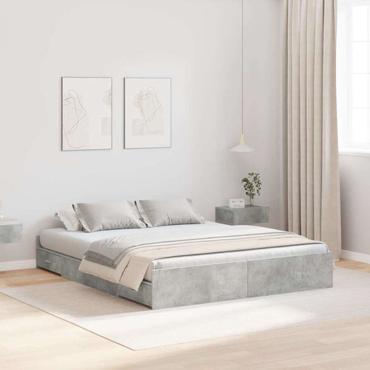 Struttura letto con contenitore Grigio cemento 140 x 200 cm