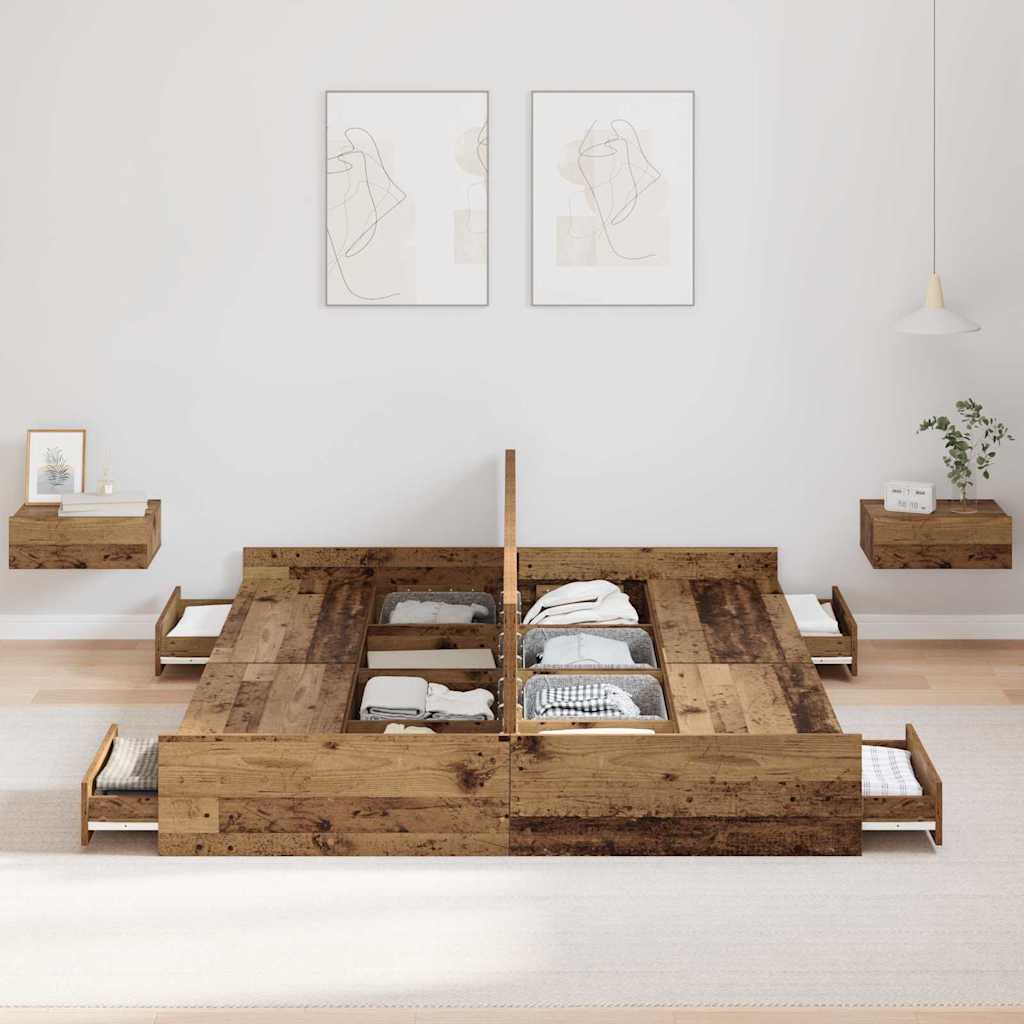 Struttura letto con contenitore Legno vecchio 140 x 200 cm | homemem39