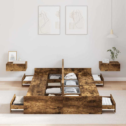 Struttura letto con contenitore Rovere fumé 120 x 200 cm