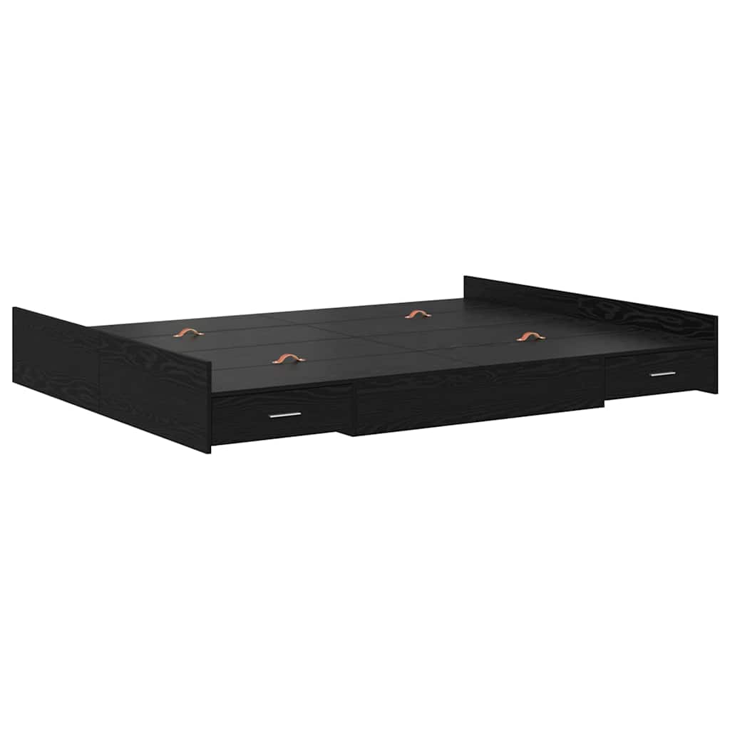 Struttura letto con contenitore Rovere Nero 140 x 190 cm | homemem39