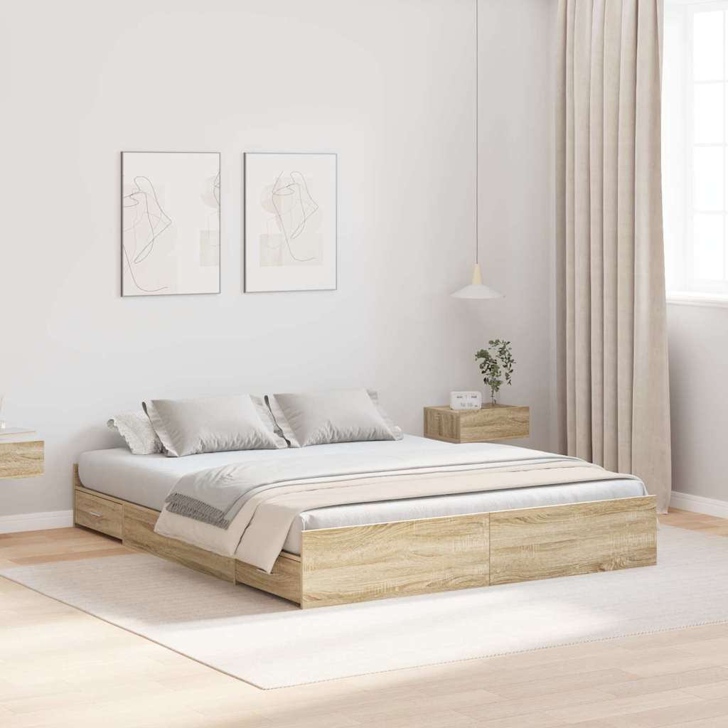 Struttura letto con contenitore Rovere Sonoma 140 x 190 cm | homemem39