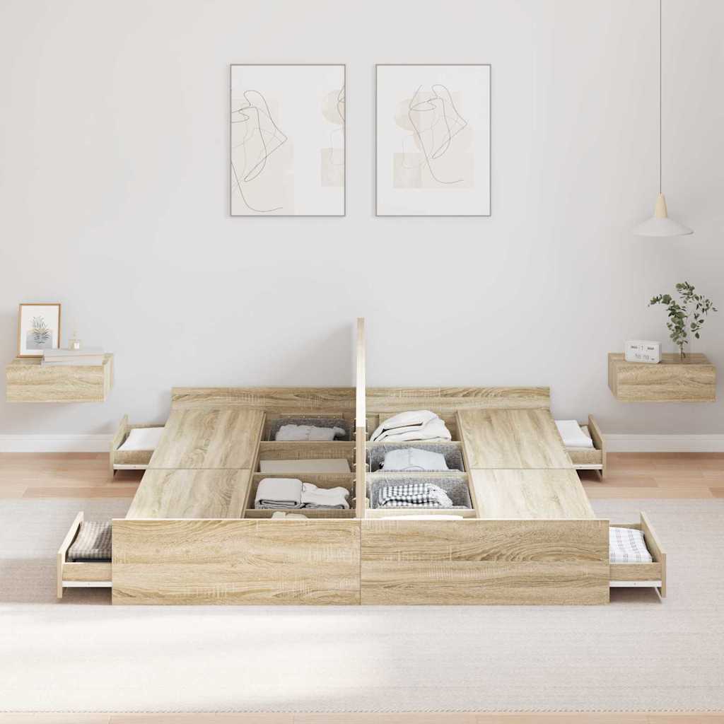 Struttura letto con contenitore Rovere Sonoma 140 x 190 cm | homemem39