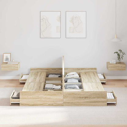 Struttura letto con contenitore Rovere Sonoma 140 x 190 cm | homemem39