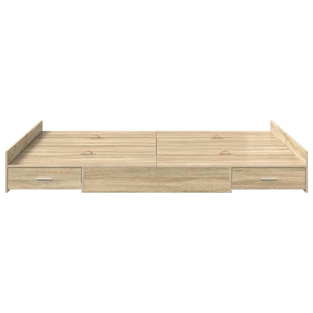 Struttura letto con contenitore Rovere Sonoma 140 x 190 cm | homemem39