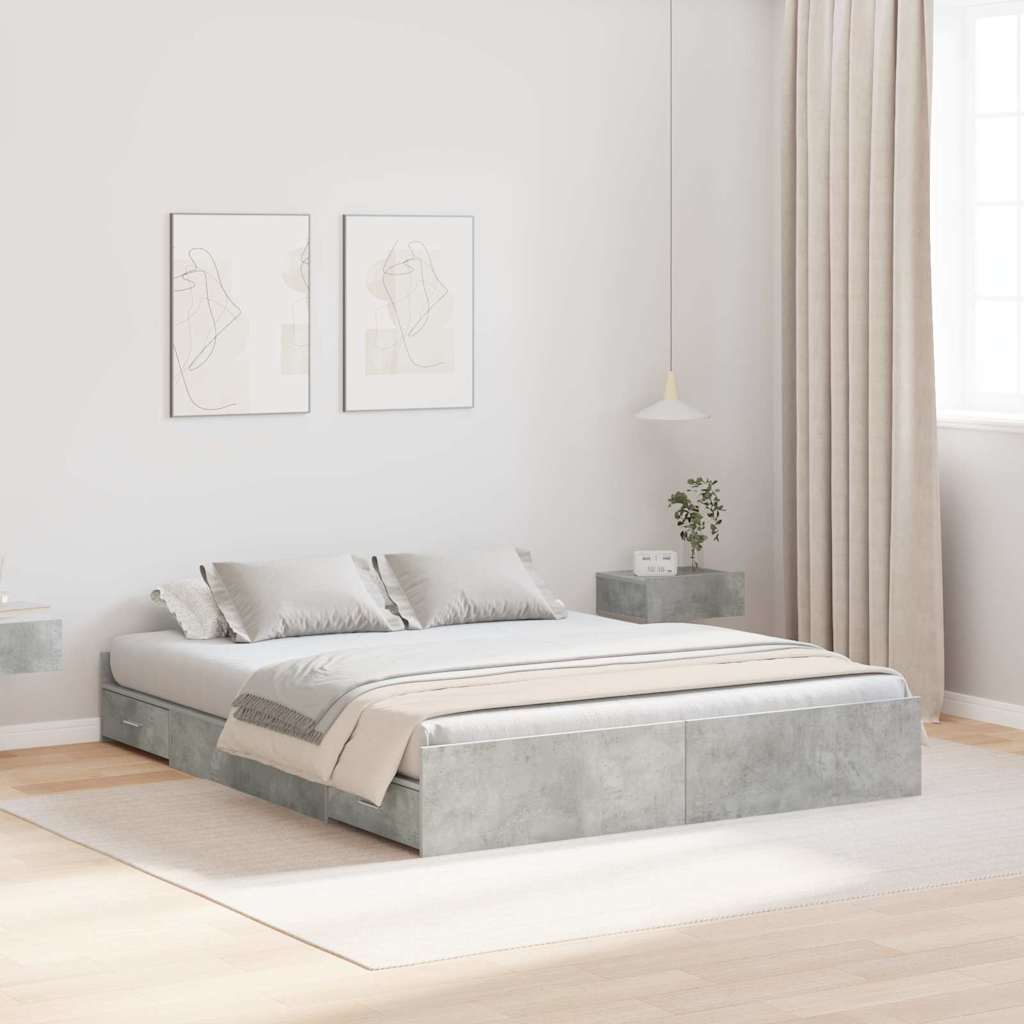Struttura letto con contenitore Grigio cemento 140 x 190 cm